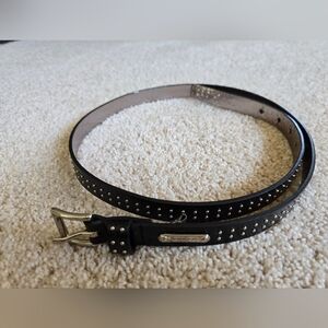 Michael Kors Black Leather Belt Womens Thin Studded Belt Size Large